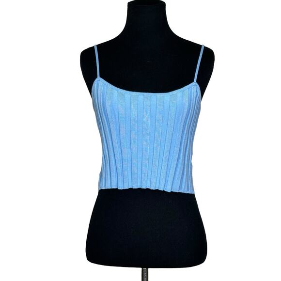 Fashion Nova blue ribbed knit crop fitted tank top Size small - Picture 7 of 8
